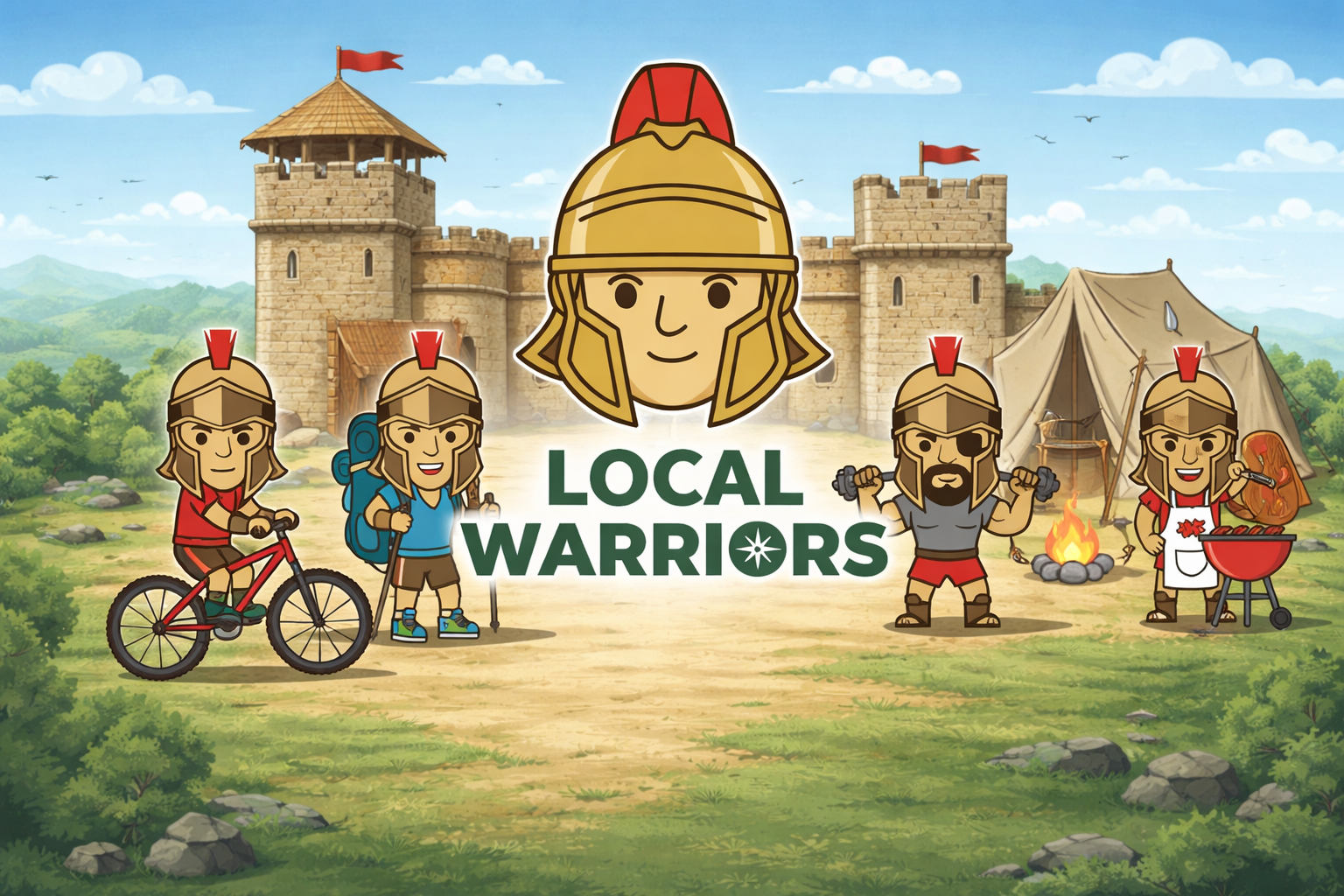 Character squad celebrating captured territory