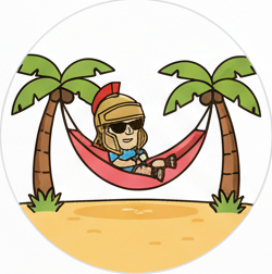 Character relaxing in a hammock