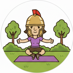 Character doing yoga